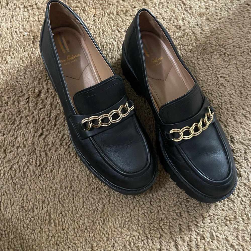 Sam Edelman Black Flats with Gold Chain Detail